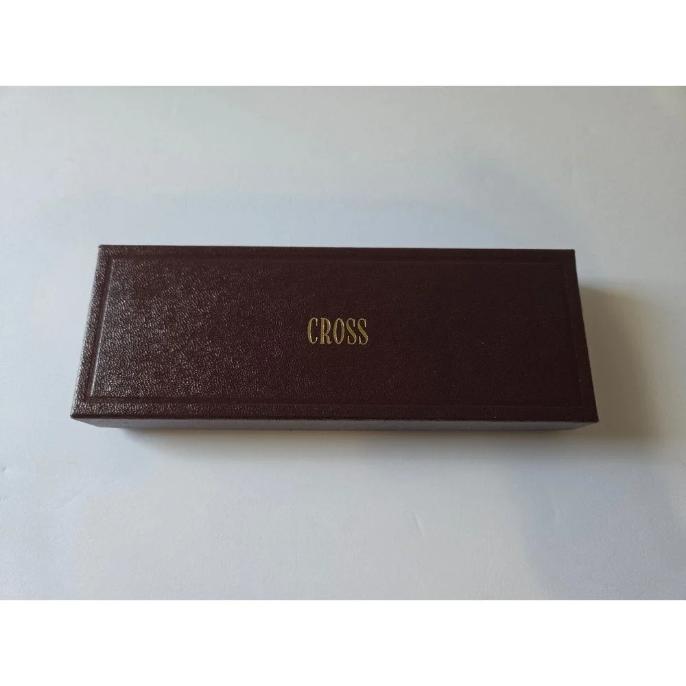 Vintage Cross Gold Tone Ballpoint Pen 2202 Pinstripe with Burgundy Box